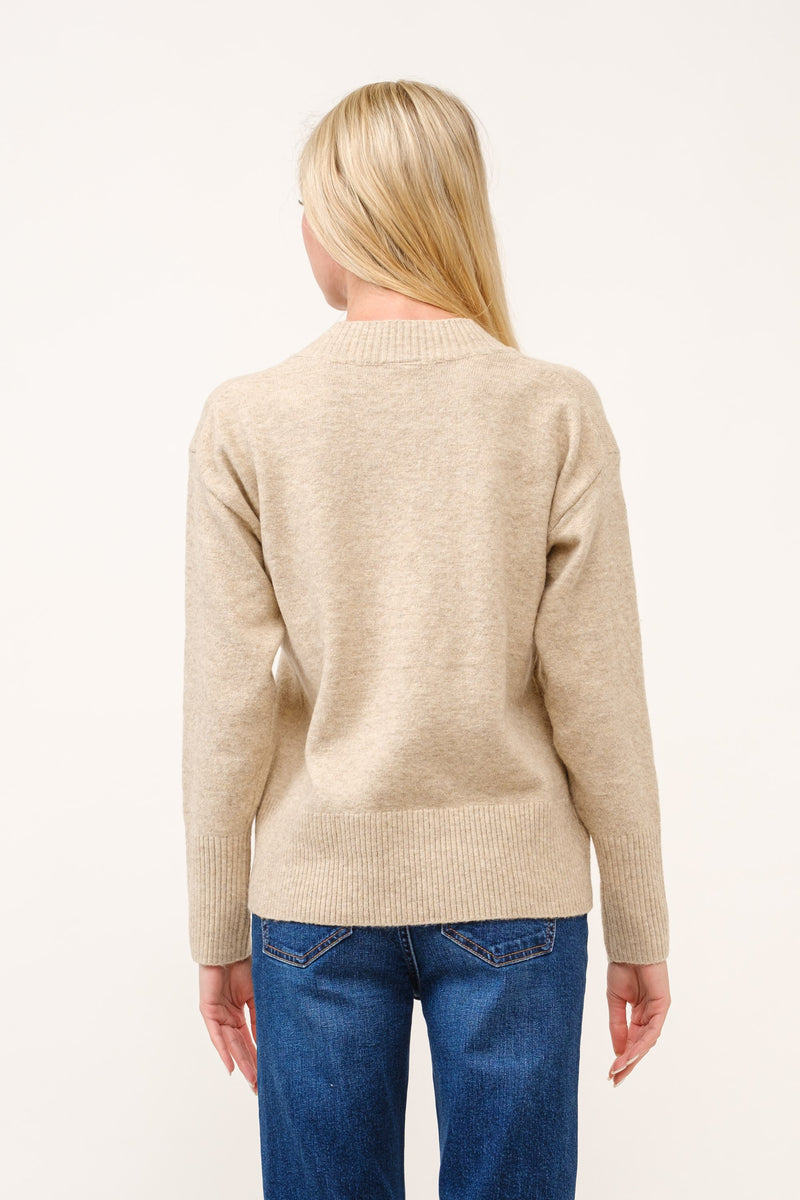 V-Neck Rib Trim L/S Sweater