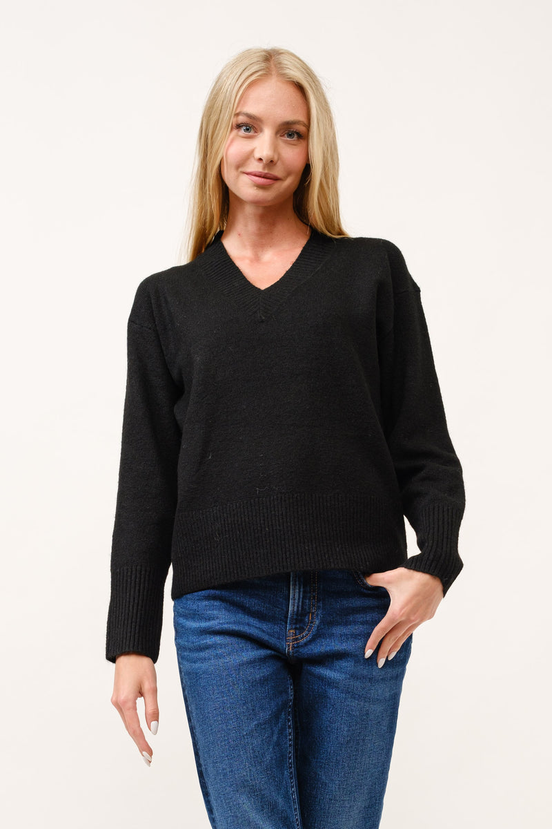 V-Neck Rib Trim L/S Sweater