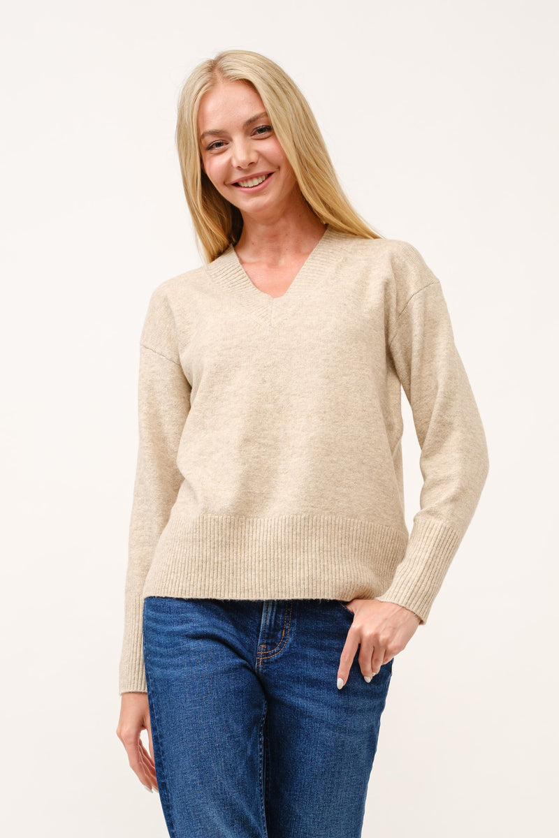 V-Neck Rib Trim L/S Sweater