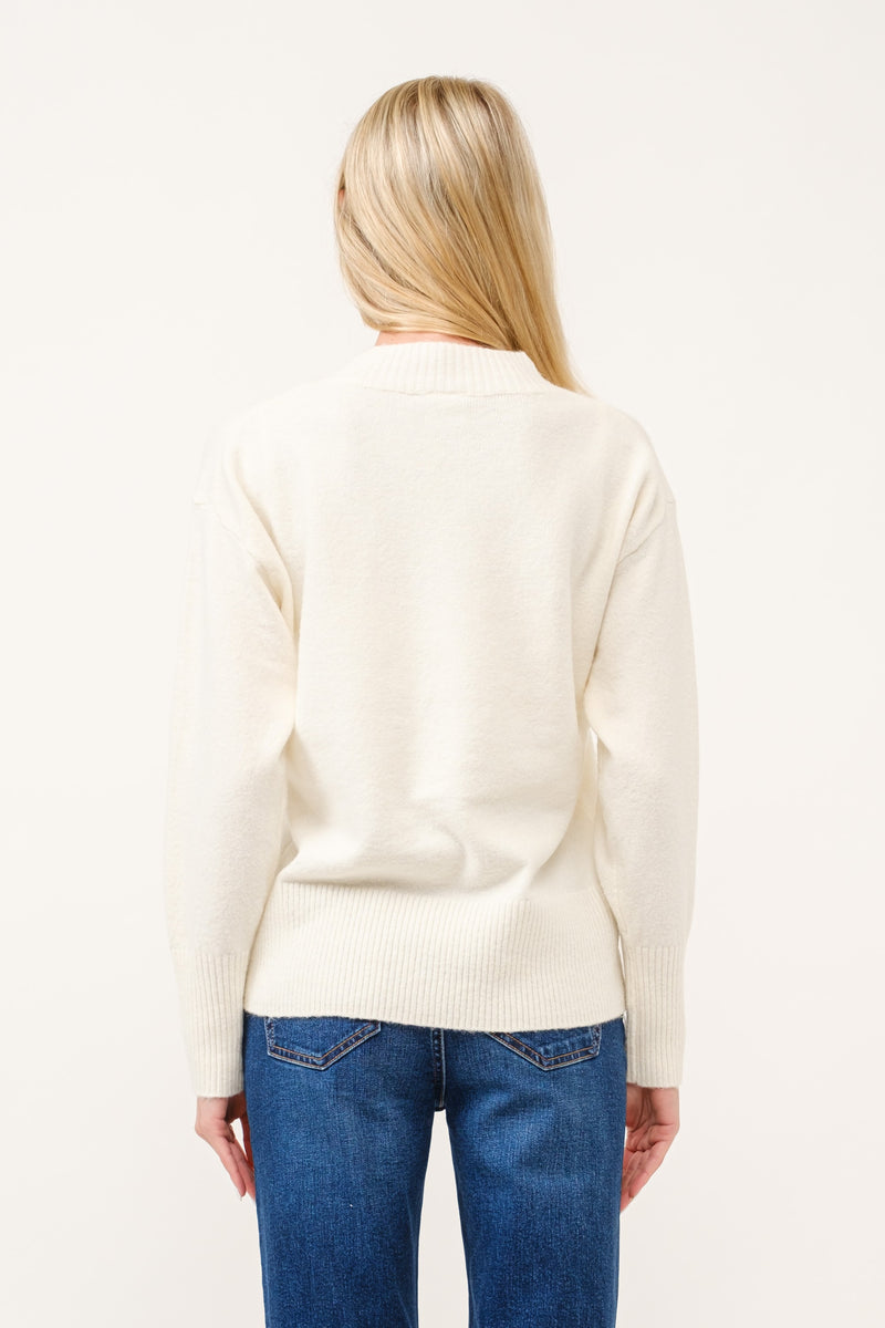 V-Neck Rib Trim L/S Sweater
