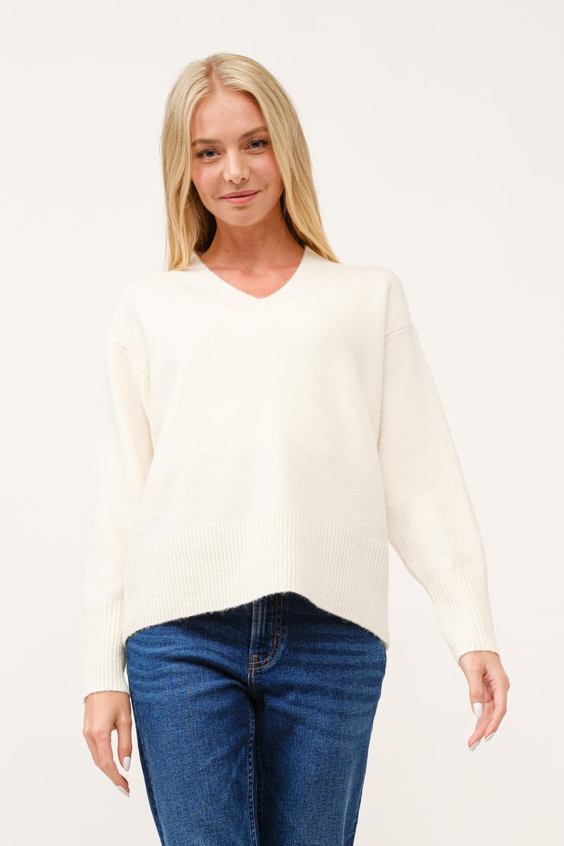 V-Neck Rib Trim L/S Sweater
