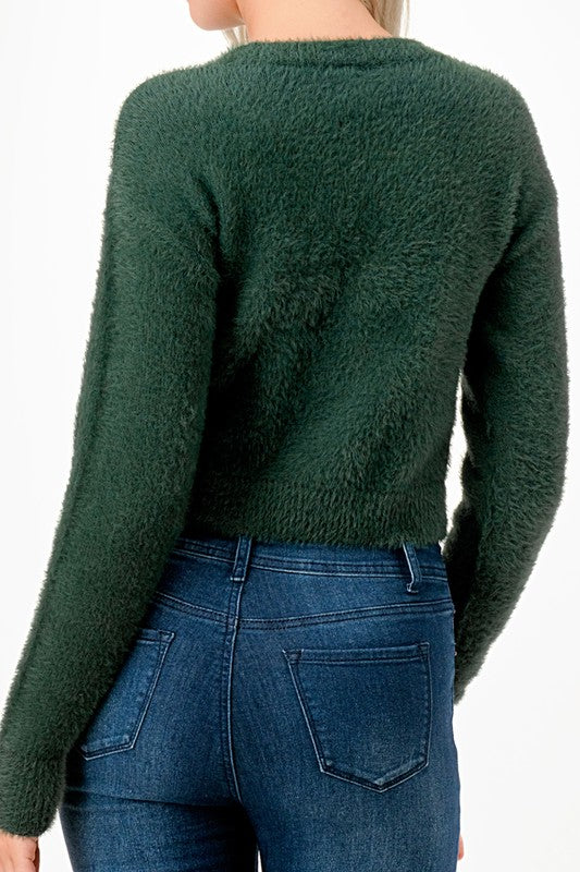 Round Neck Fuzzy Sweater