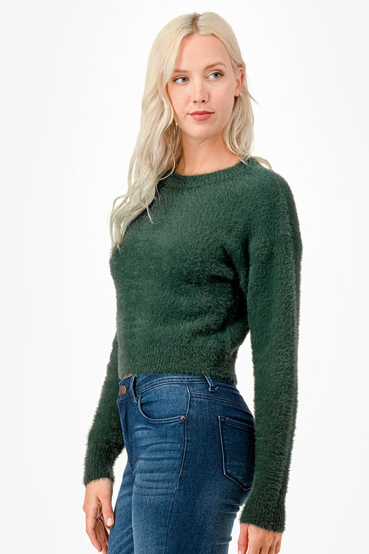 Round Neck Fuzzy Sweater