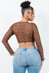 Mesh Split Hem Long Sleeve Top