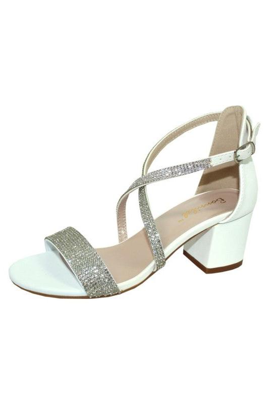 Rayna Crystal Criss Cross Low Chunky Heel