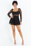 Lace Mesh Long Sleeve Romper