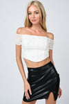 Pearl Mesh Off Shoulder Bustier Top