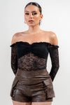Off Shoulder Stoned Lace Bodysuit