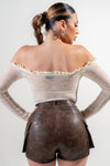 Off Shoulder Stoned Lace Bodysuit