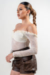 Off Shoulder Stoned Lace Bodysuit