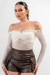 Off Shoulder Stoned Lace Bodysuit