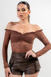 Off Shoulder Stoned Lace Bodysuit