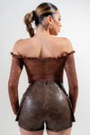 Off Shoulder Stoned Lace Bodysuit
