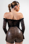 Off Shoulder Stoned Lace Bodysuit
