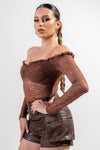 Off Shoulder Stoned Lace Bodysuit