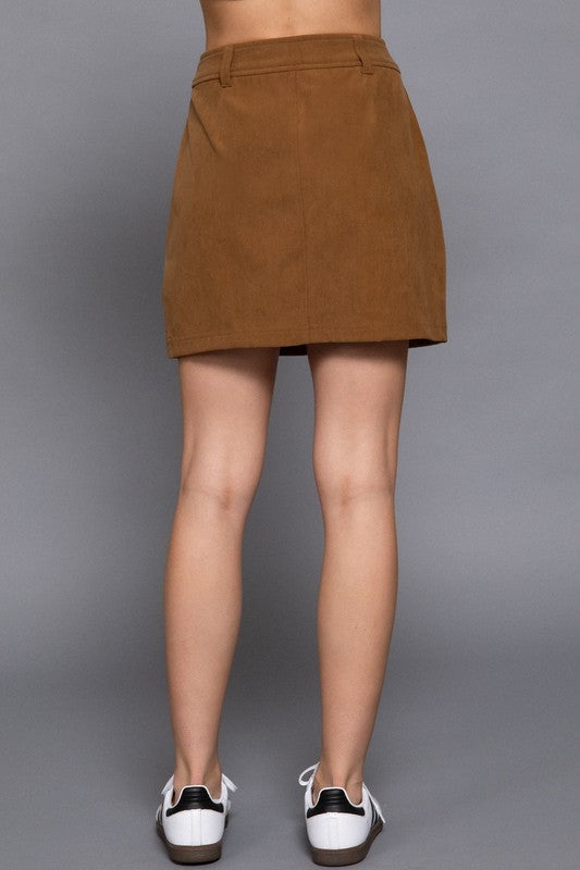 High Waist Corduroy Mini Skirt