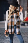 Plaid Pattern Button Long Vest