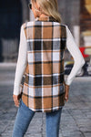 Plaid Pattern Button Long Vest