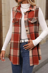 Plaid Pattern Button Long Vest