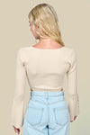 Ribbed Doll Button Slv Sweater