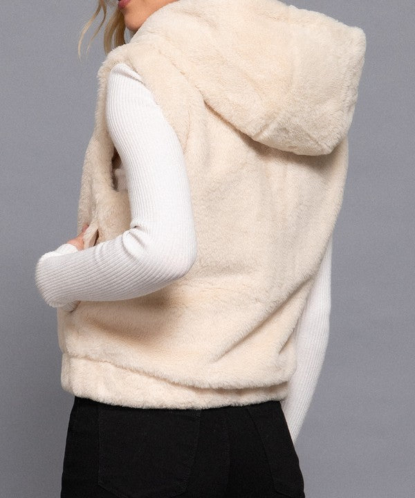 Faux Fur Hooded Vest