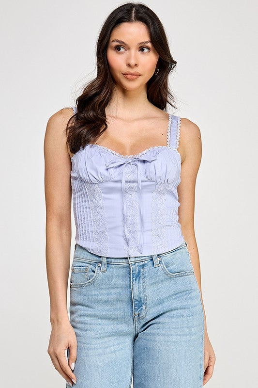 Front Tie Bustier Lace Tank Top