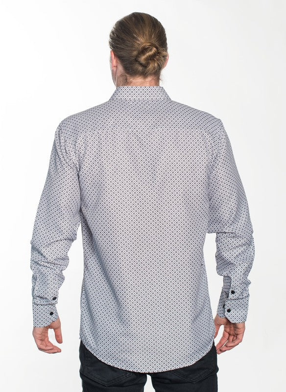 Diamond Dot Pattern Button-Up