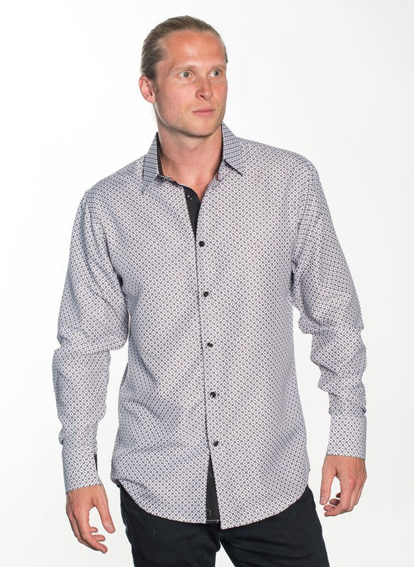 Diamond Dot Pattern Button-Up