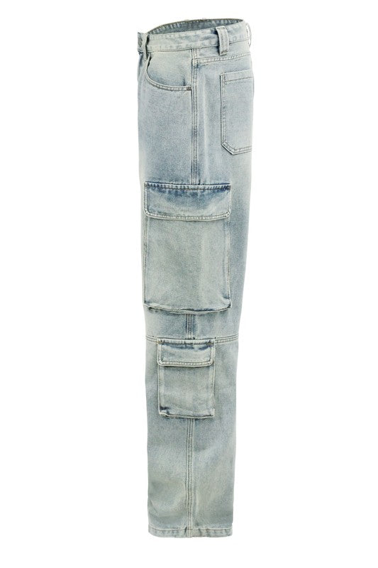 Baggy Fit Multi Pocket Cargo Jeans