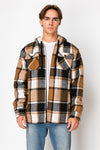 Plaid Sherpa Pocket Hooded Jacket