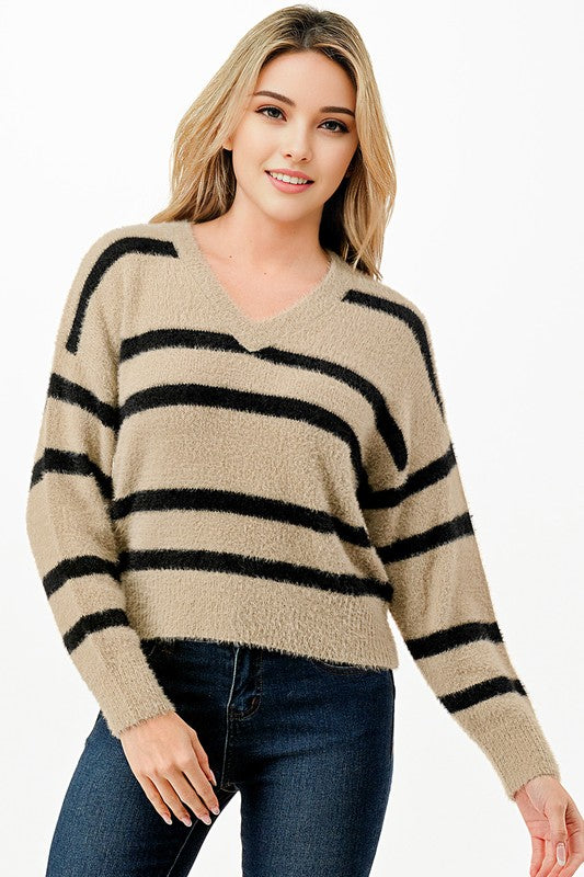 Stripe V-Neck Sweater