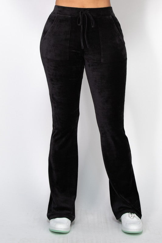 Flare Velour Mid-Rise Pant