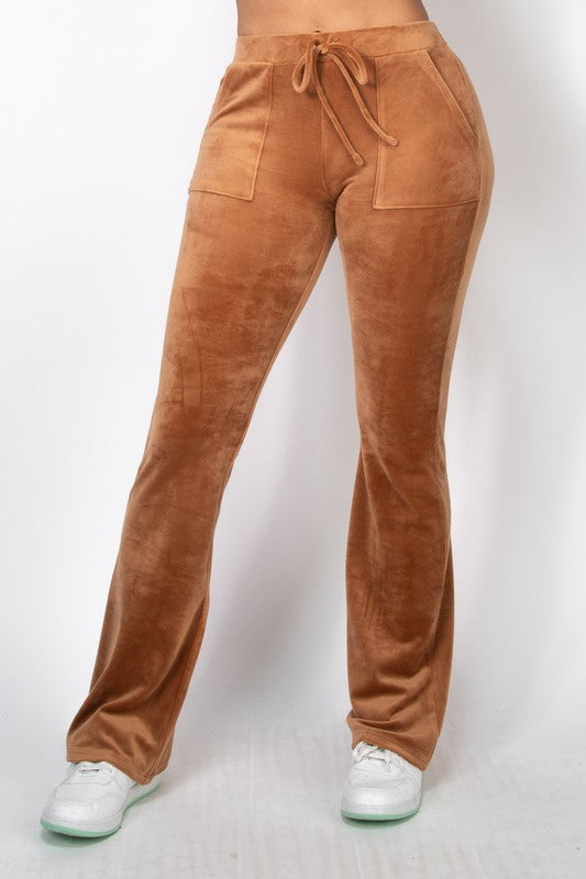 Flare Velour Mid-Rise Pant