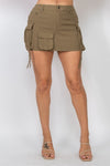 Solid Twill High-Rise Cargo Mini Skirt