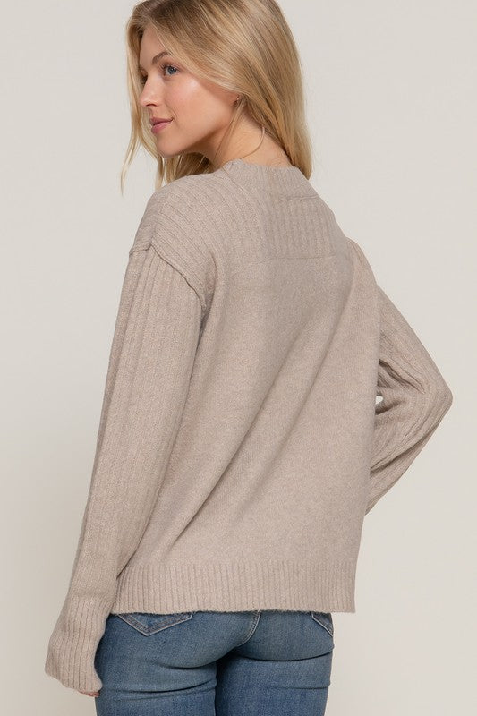 Relaxed Mock Neck Long Sleeve Sweater