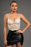 Sequin Lace Up Bustier Top