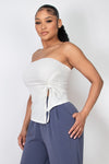 Glitter Ruched Slit Tube Top