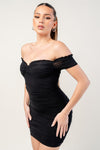 OffShldr Ruffle Sleeve Mesh Mini Dress