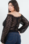 Lace Ruffle Tie Off Shoulder Top