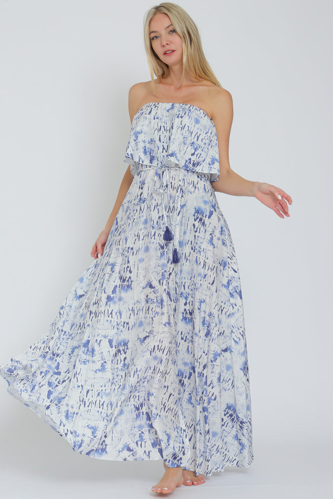Tribal Tie Dye Tube Maxi Dress