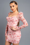 Romance Floral Glitter Ruch Mini Dress