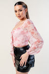 Romance Floral Ruffle Front Top