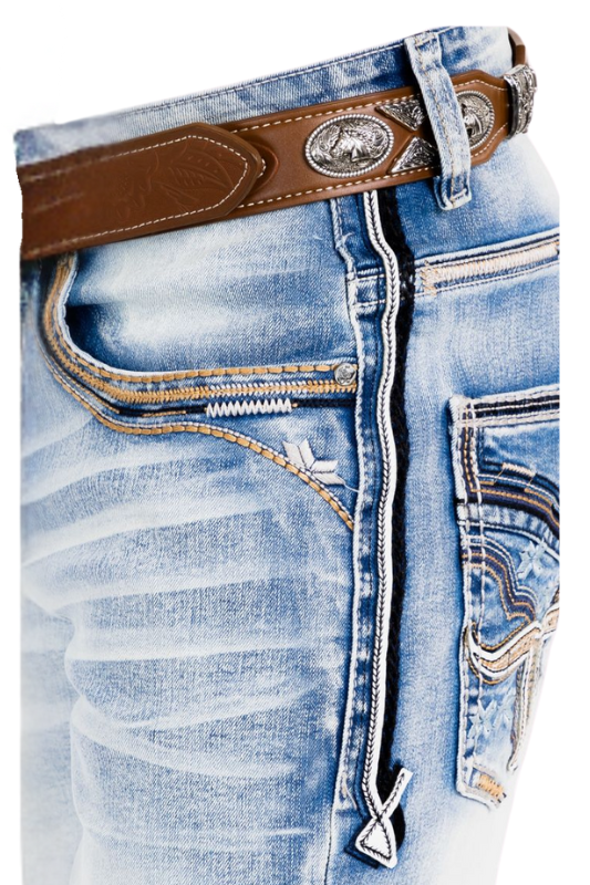 Longhorn Back Pocket Stitch Boot Cut Denim