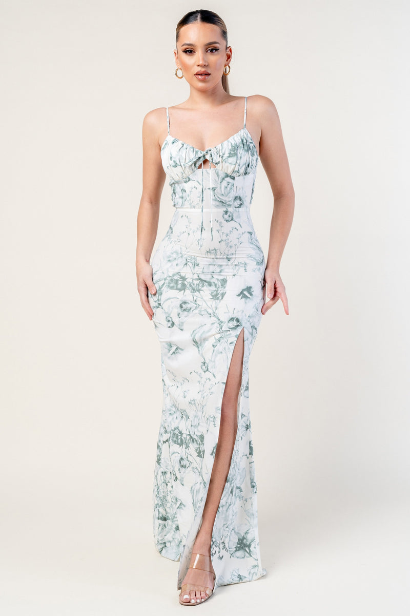 Floral Print Woven Maxi with Slit