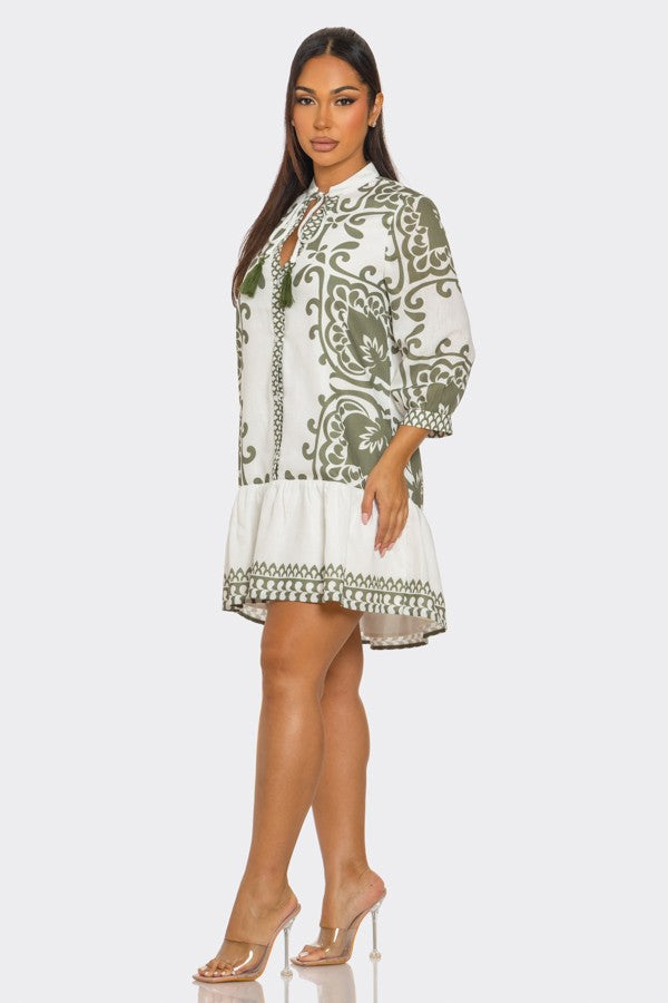 Boho Tile Dress with Tie