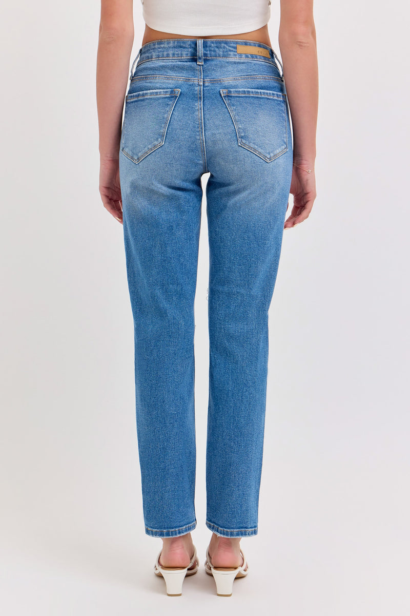 Mid Rise V-Waist Mom Jean