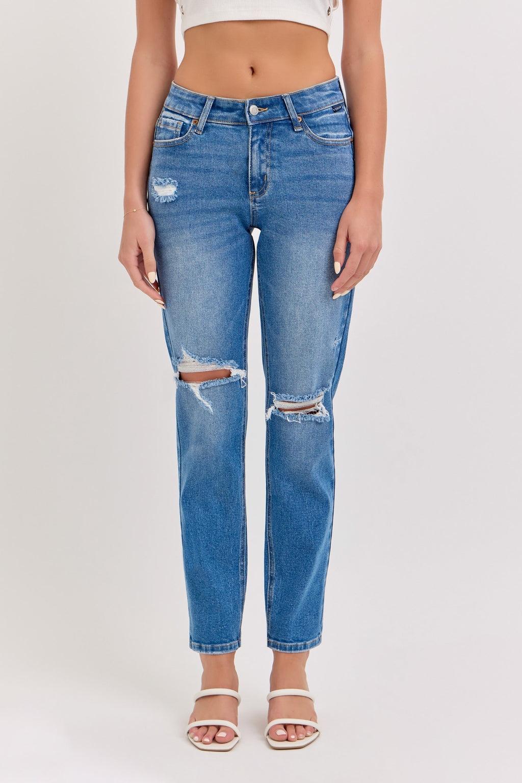 Mid Rise V-Waist Mom Jean
