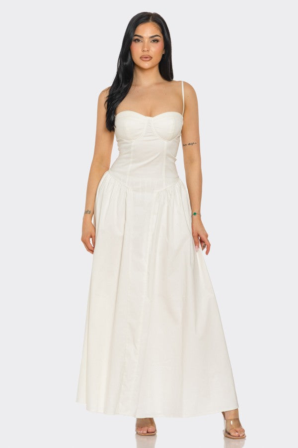 Princess Cut A-Line Midi Dress Ivory / Large Princess Cut A-Line Midi Dress Ivory / Large