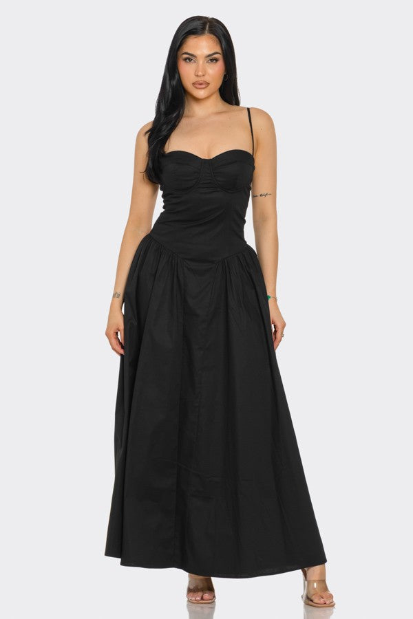 Princess Cut A-Line Midi Dress Black / Medium Princess Cut A-Line Midi Dress Black / Medium