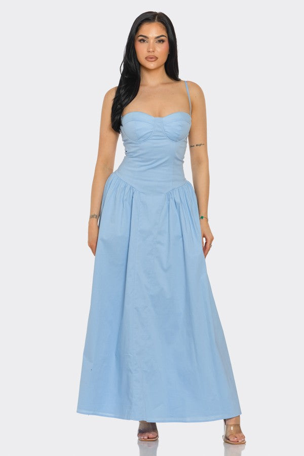 Princess Cut A-Line Midi Dress LightSkyBlue / Large Princess Cut A-Line Midi Dress LightSkyBlue / Large
